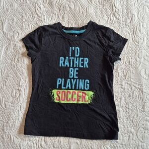 Xersion girls size 8 or Medium black short sleeve shirt VGUC